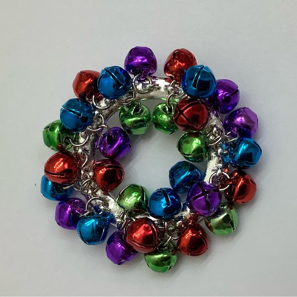 Multi Colored Christmas Bell Wreath Brooch - Picture 6 of 6